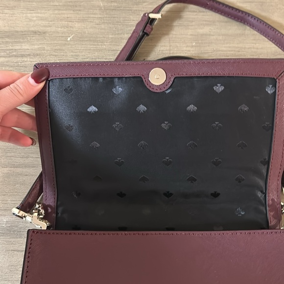 Kate Spade Black and Burgundy Floral Print Crossbody Shoulder Bag - Picture 9 of 10